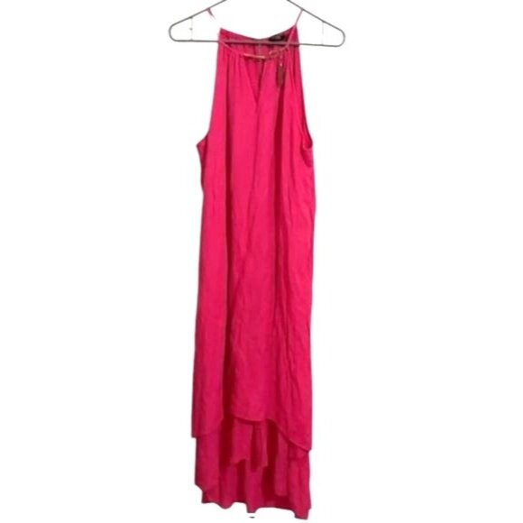Sleeveless Pink High-Low Maxi Dress With Gold Accent By Mae Gabrielle XL Rayon & - Picture 1 of 10